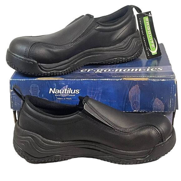 Nautilus Safety Footwear Ergonomics N110 Work Shoes Mens 8.5 M Black Hard Toe - Picture 1 of 11